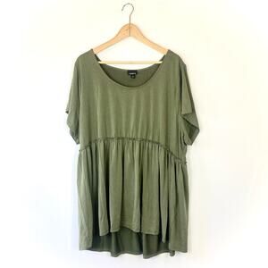 Torrid Size 4 Olive green ruffle Short sleeve blouse